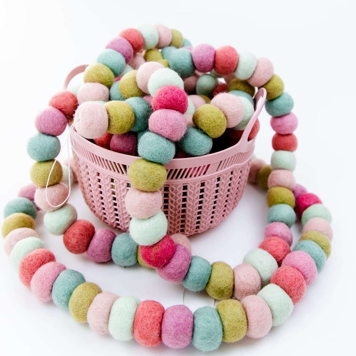 Rainbow Felt Ball Garland