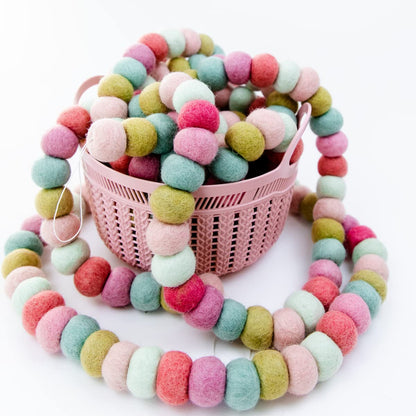 100% Wool Felt Garland for Easter, Birthday, Christmas Decor, Boho Rainbow Garland