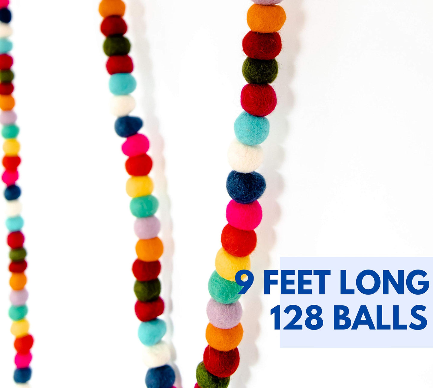 100% Wool Felt Garland for Easter, Birthday, Christmas Decor, Boho Rainbow Garland