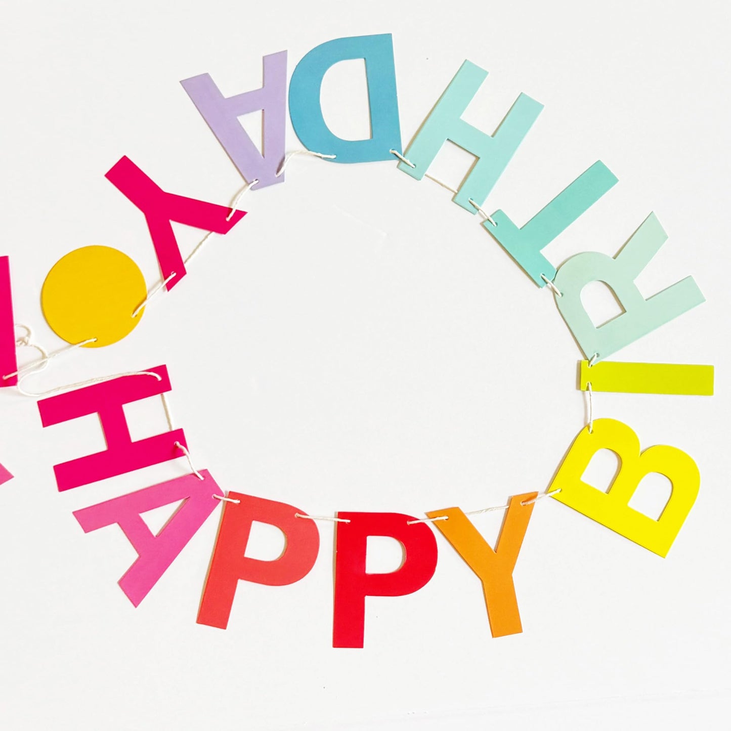 Happy Birthday Garland (No-DIY!) Rainbow Pre Strung Happy Birthday Banner 12 Ft Long Rainbow Party Decorations, Reusable Colorful Letter Sign