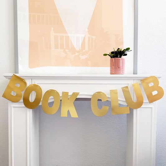 Book Club Decorations 5 Foot Paper Book Banner Garland - Gold I Love Reading Decor For In My Reading Era Birthday Party, Reading Baby Showers & Bridal Showers