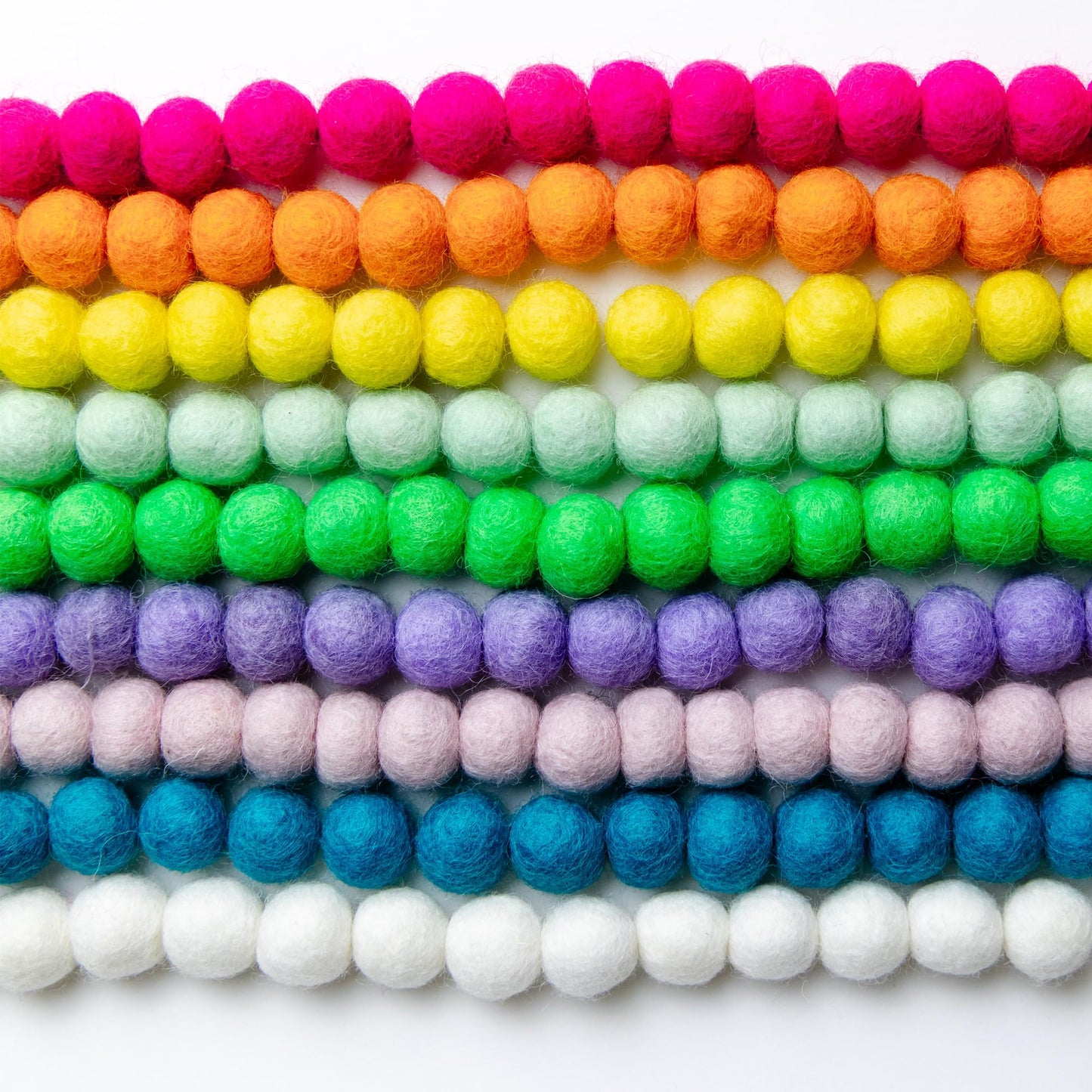 Mini Felt Ball Garland 115 100% Wool Ball Pom Pom Garland for Birthday Party Decor, Spring Banner, Bridal Shower