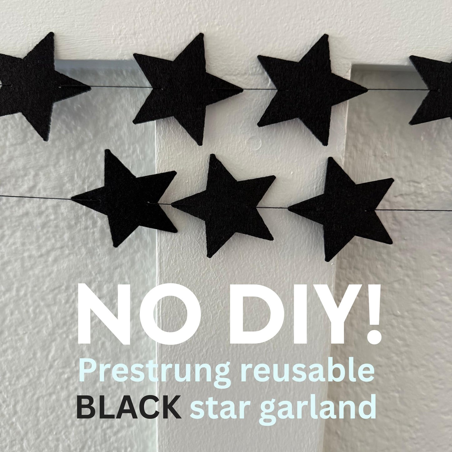 White Felt Star Garland – 2 Banners (12 Feet Total!) Prestrung Star Banner for Party, Nursery, or Christmas Garland Decor Bright Felt Party Decorations