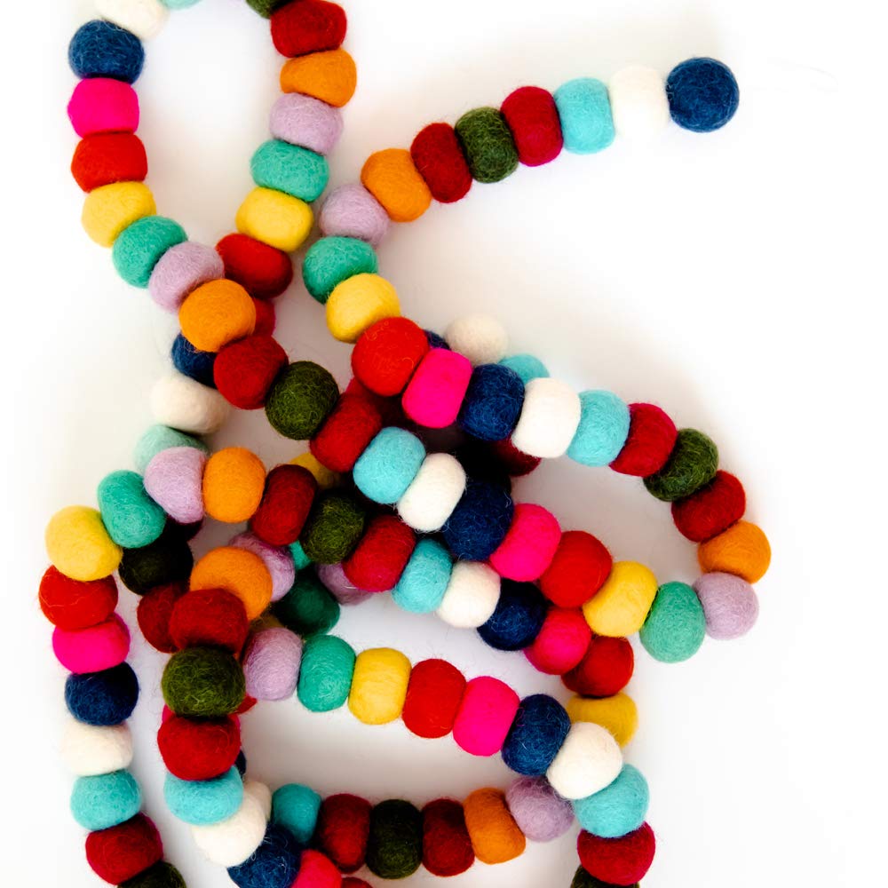 Rainbow Felt Ball Garland