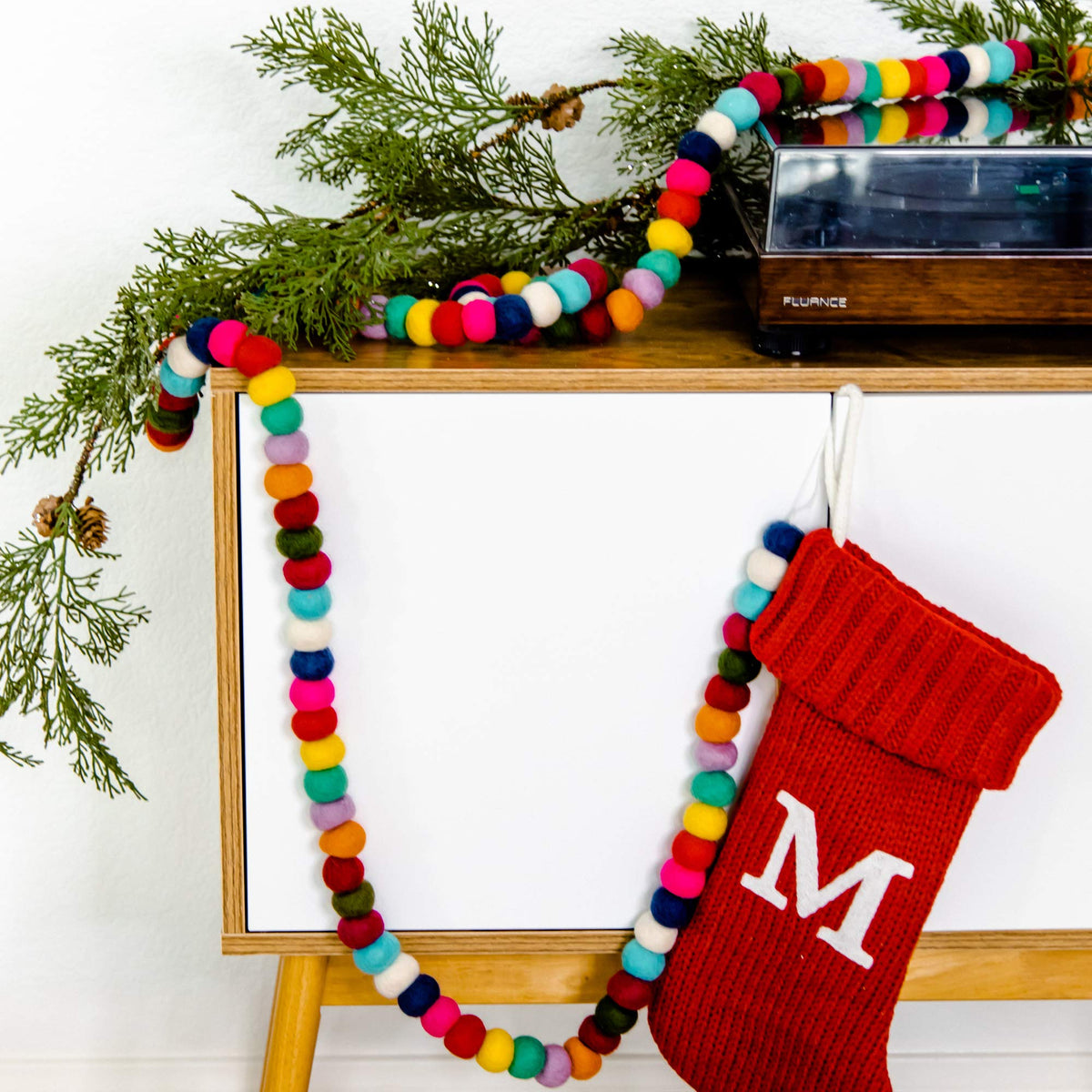 Rainbow Felt Ball Garland