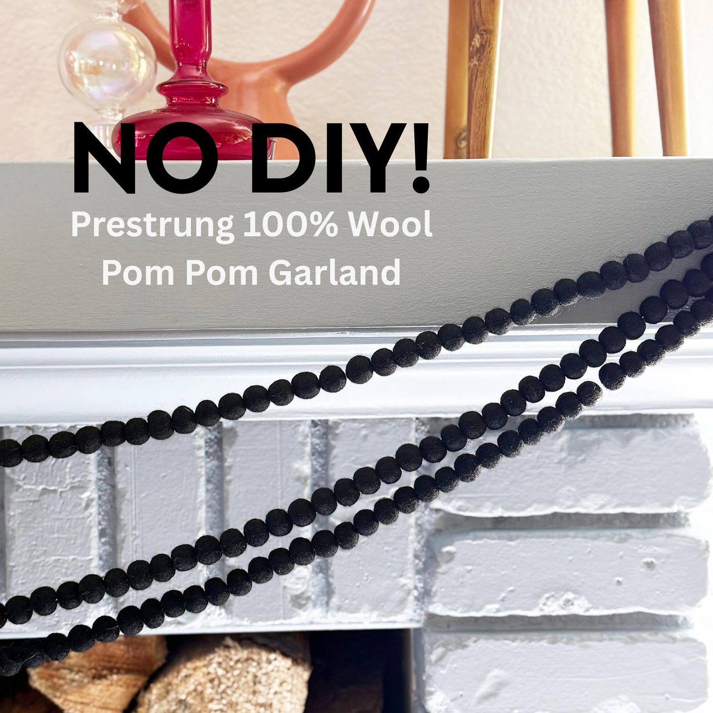 Mini Felt Ball Garland 115 100% Wool Ball Pom Pom Garland for Birthday Party Decor, Spring Banner, Bridal Shower