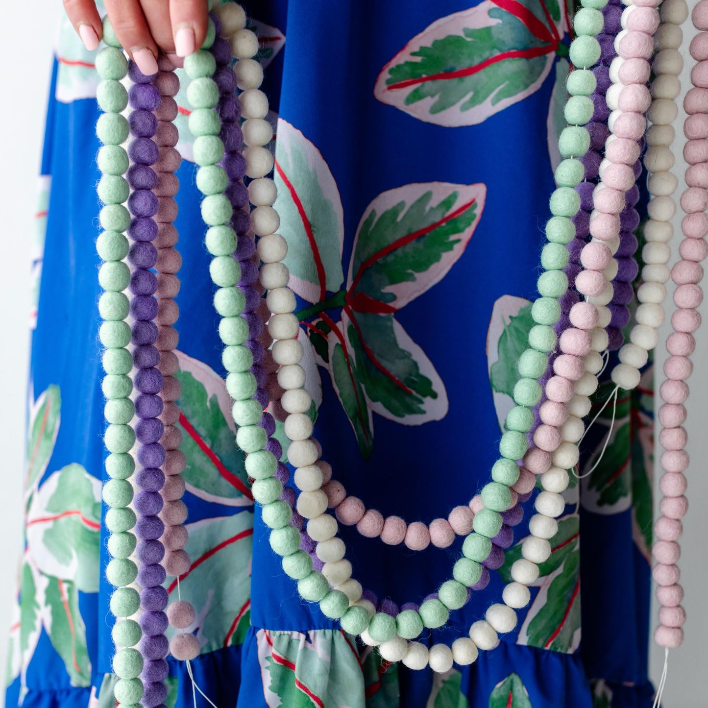 Mini Felt Ball Garland 115 100% Wool Ball Pom Pom Garland for Birthday Party Decor, Spring Banner, Bridal Shower