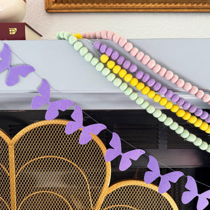 Black Butterfly Garland, Pre-Strung Felt Butterfly Birthday Decorations, 9 feet prestrung Felt Hanging Halloween Party Decorations