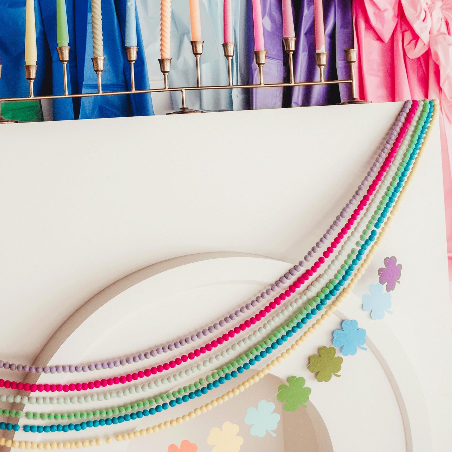 Mini Felt Ball Garland 115 100% Wool Ball Pom Pom Garland for Birthday Party Decor, Spring Banner, Bridal Shower