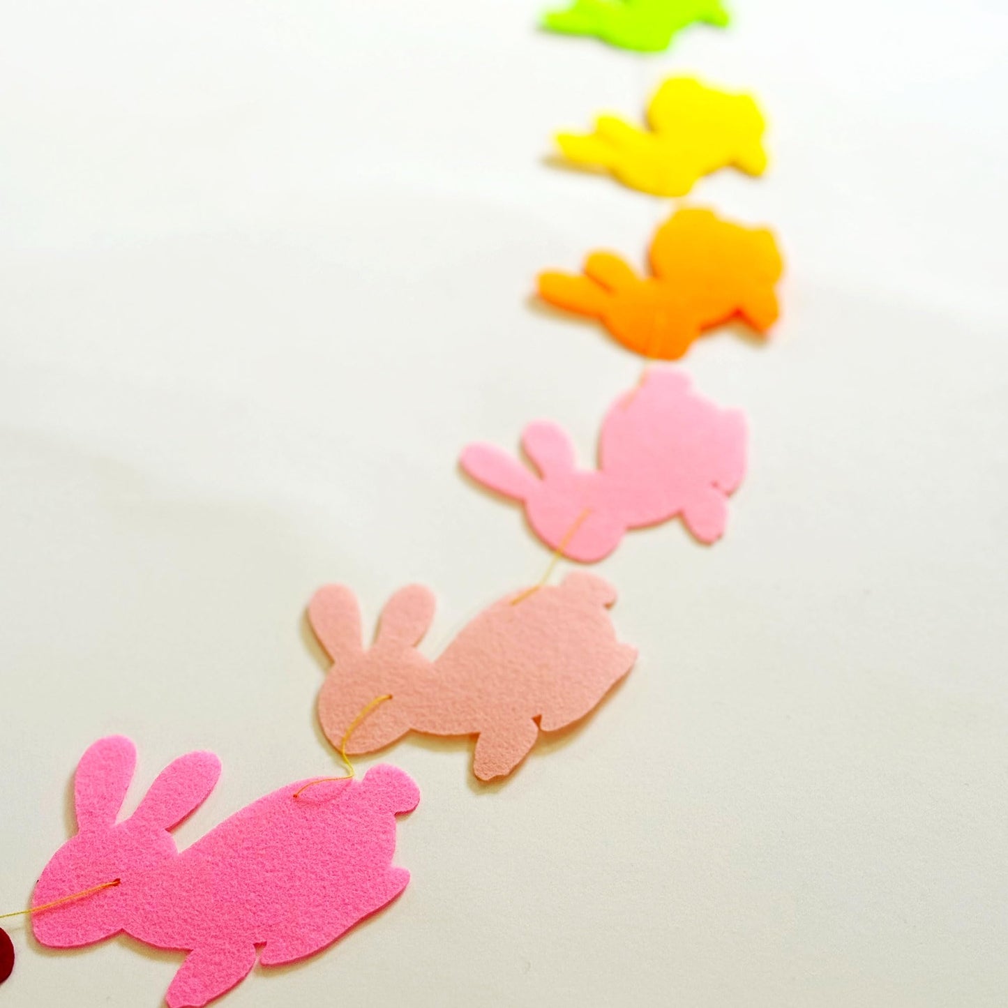 Easter Garland Cute Bunny Garland 10 Pre-Strung Rainbow Bunnies 5 Foot Easter Felt Garland Bunny Party Decorations, Rabbit Shower, Birthday Party Banners for Mantle, Tree, Classroom, and Wall Decor,