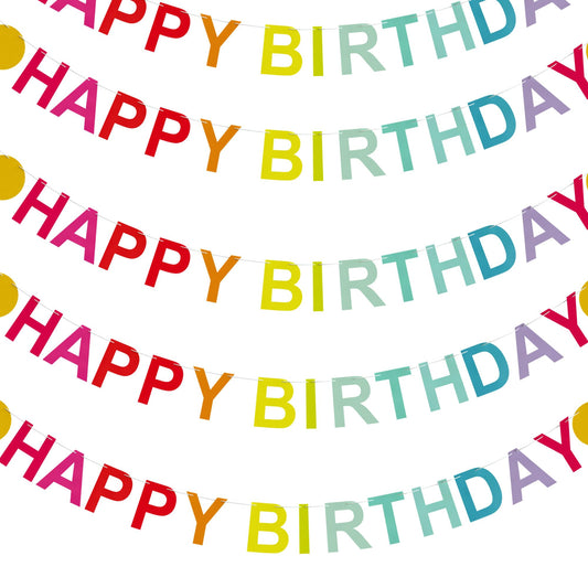 Happy Birthday Garland (No-DIY!) Rainbow Pre Strung Happy Birthday Banner 12 Ft Long Rainbow Party Decorations, Reusable Colorful Letter Sign