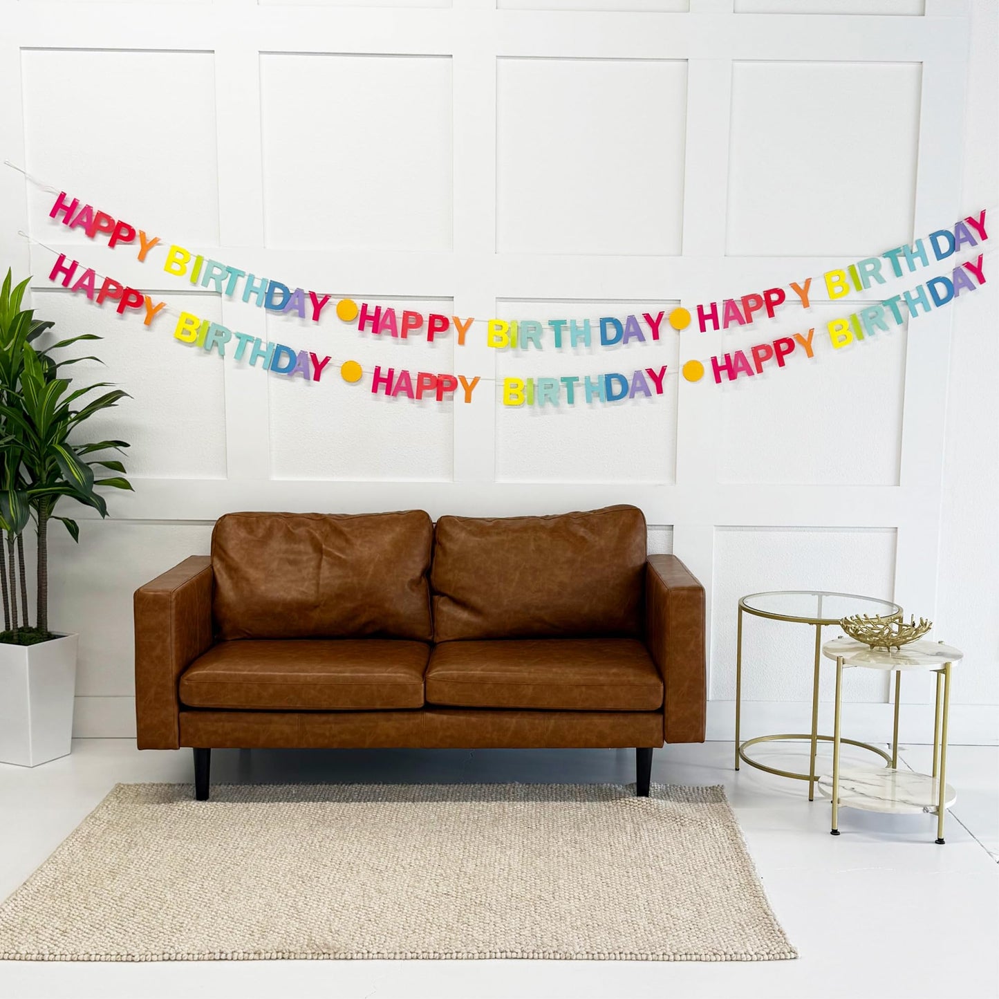 Happy Birthday Garland (No-DIY!) Rainbow Pre Strung Happy Birthday Banner 12 Ft Long Rainbow Party Decorations, Reusable Colorful Letter Sign