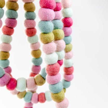 100% Wool Felt Garland for Easter, Birthday, Christmas Decor, Boho Rainbow Garland