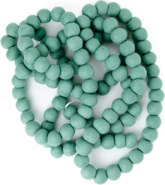 Felt Ball Garland, 9 Feet Large Red Pom Pom Garland 128 Handcrafted Sheep's Wool Felt Balls Prestrung for Christmas Banner, Valentine's Day, and Red Birthday, Cranberry Christmas Tree Decorations