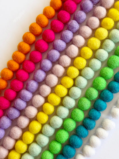Mini Felt Ball Garland 115 100% Wool Ball Pom Pom Garland for Birthday Party Decor, Spring Banner, Bridal Shower