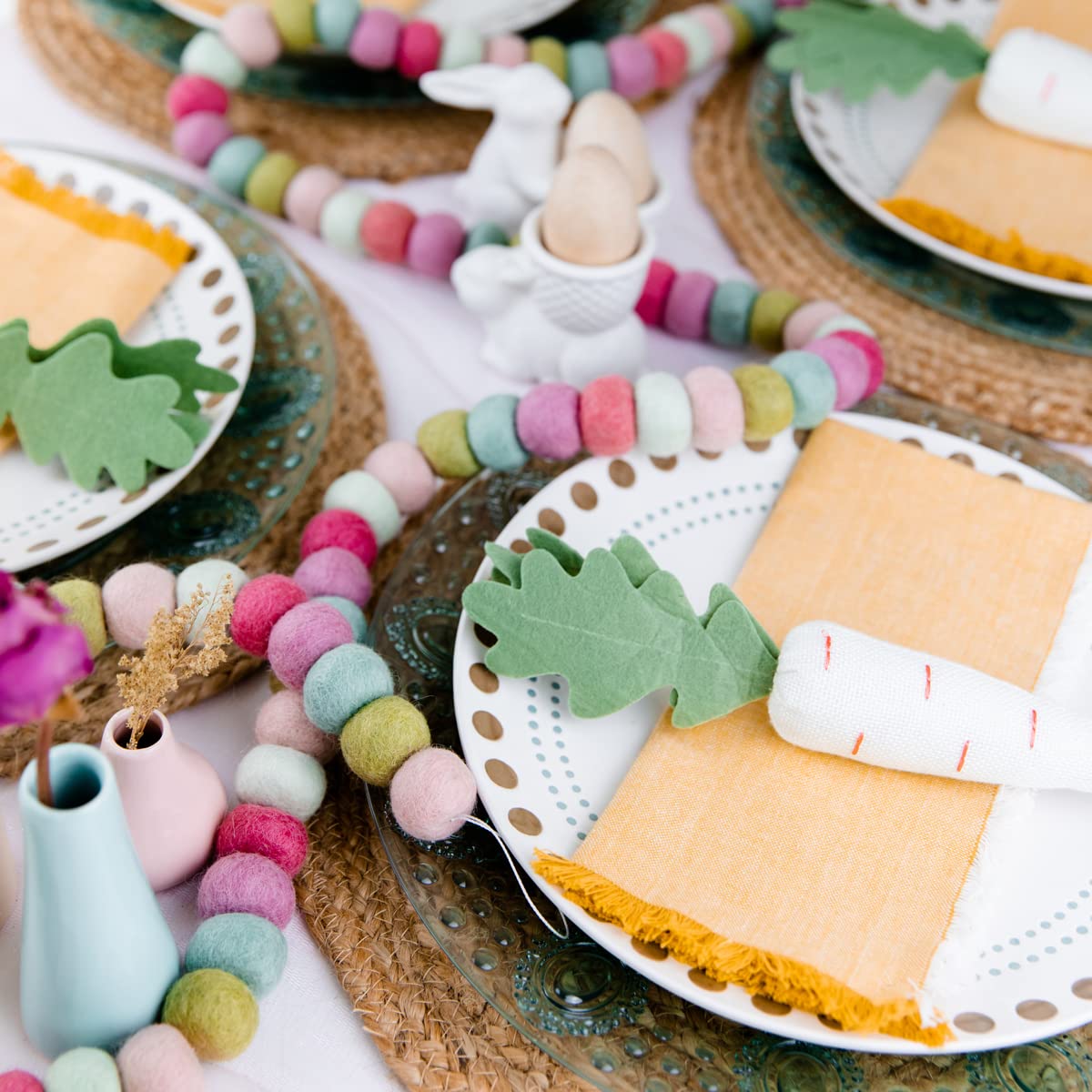 100% Wool Felt Garland for Easter, Birthday, Christmas Decor, Boho Rainbow Garland