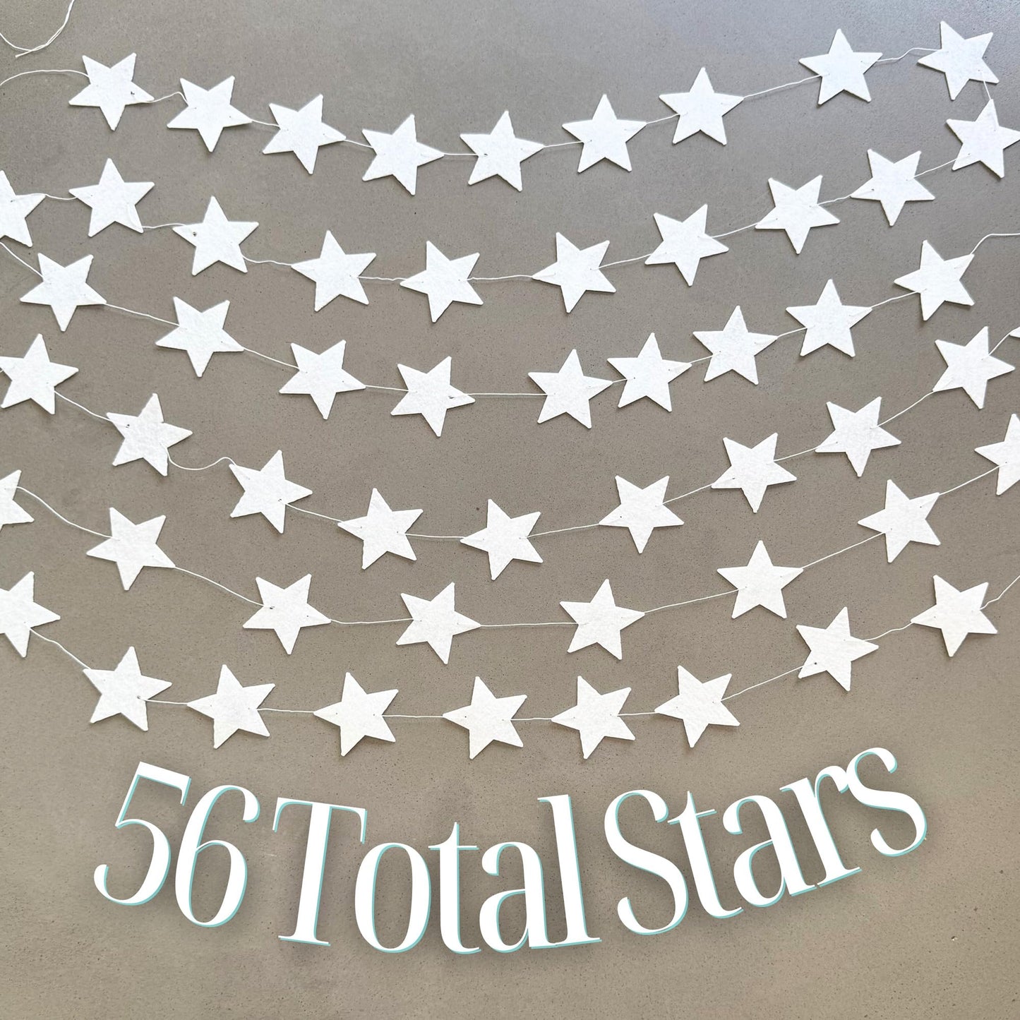 White Felt Star Garland – 2 Banners (12 Feet Total!) Prestrung Star Banner for Party, Nursery, or Christmas Garland Decor Bright Felt Party Decorations