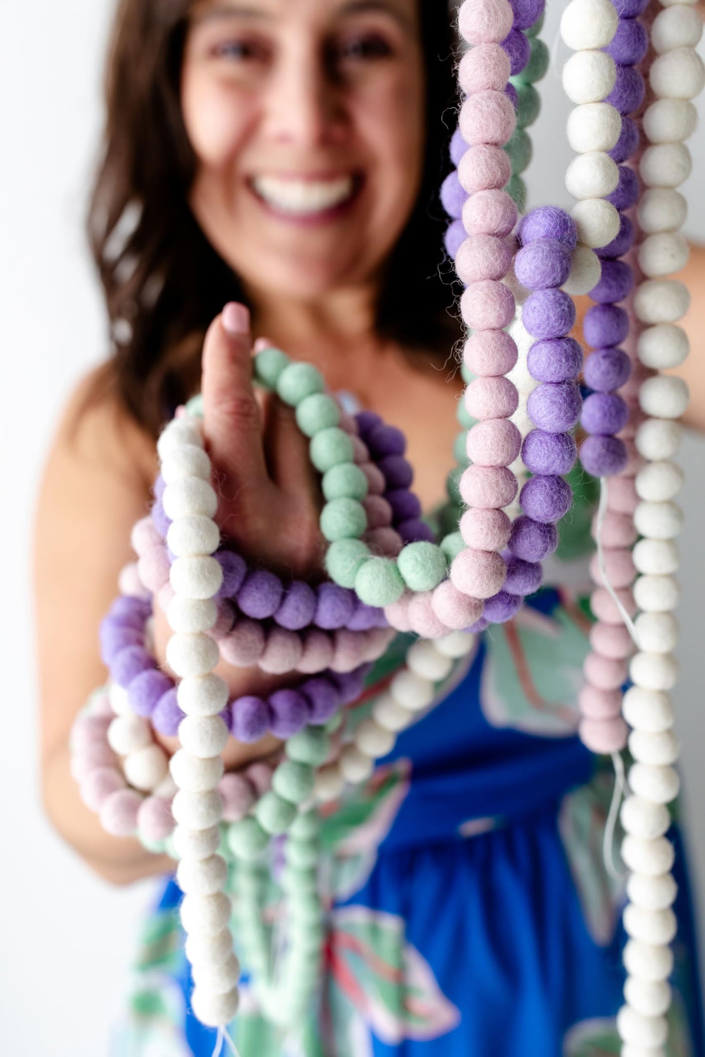 Mini Felt Ball Garland 115 100% Wool Ball Pom Pom Garland for Birthday Party Decor, Spring Banner, Bridal Shower