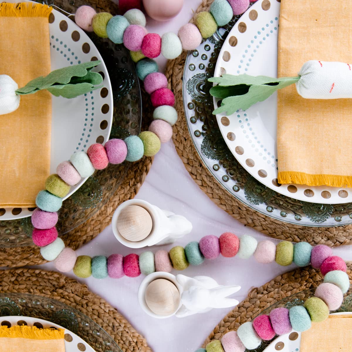 100% Wool Felt Garland for Easter, Birthday, Christmas Decor, Boho Rainbow Garland