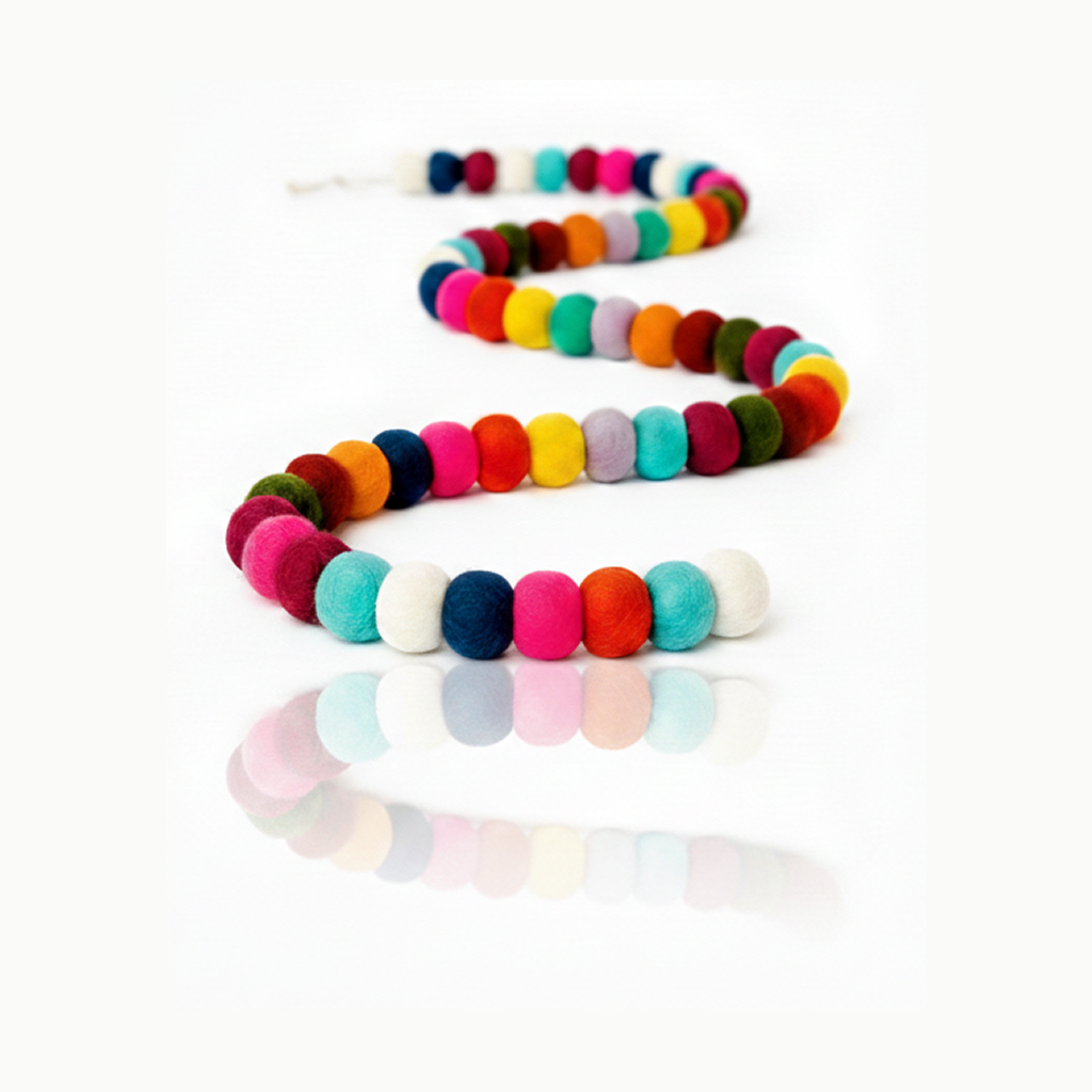 Rainbow Felt Ball Garland