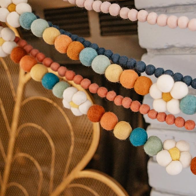 Flower Felt Ball Garland