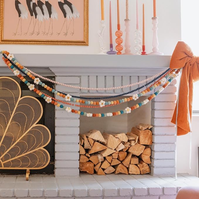 Flower Felt Ball Garland