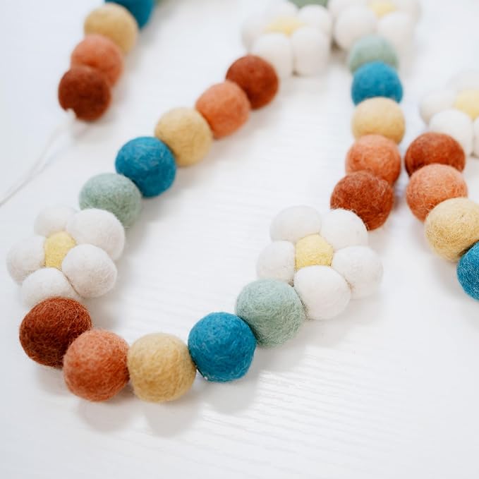 Flower Felt Ball Garland