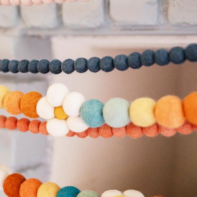 Flower Felt Ball Garland