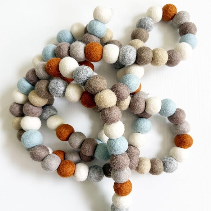 Natural Felt Ball Garland