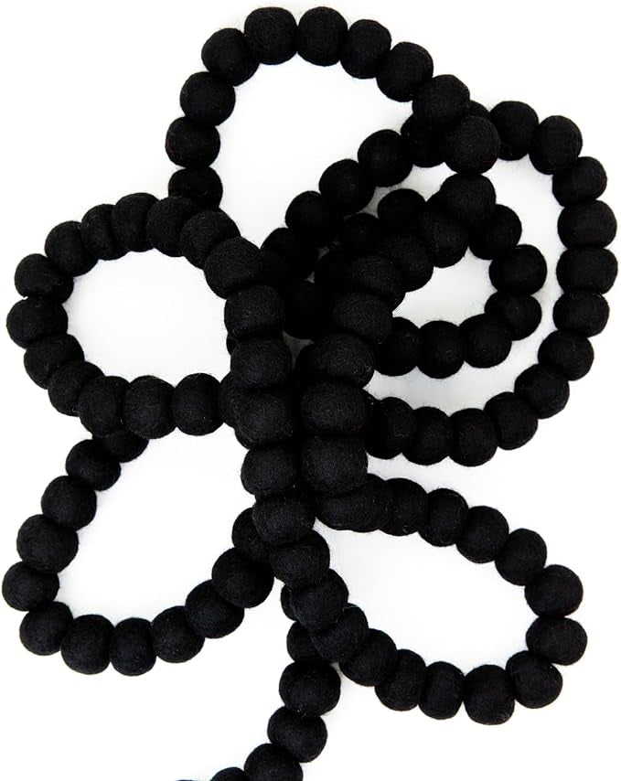 Black Large Felt Ball Garland