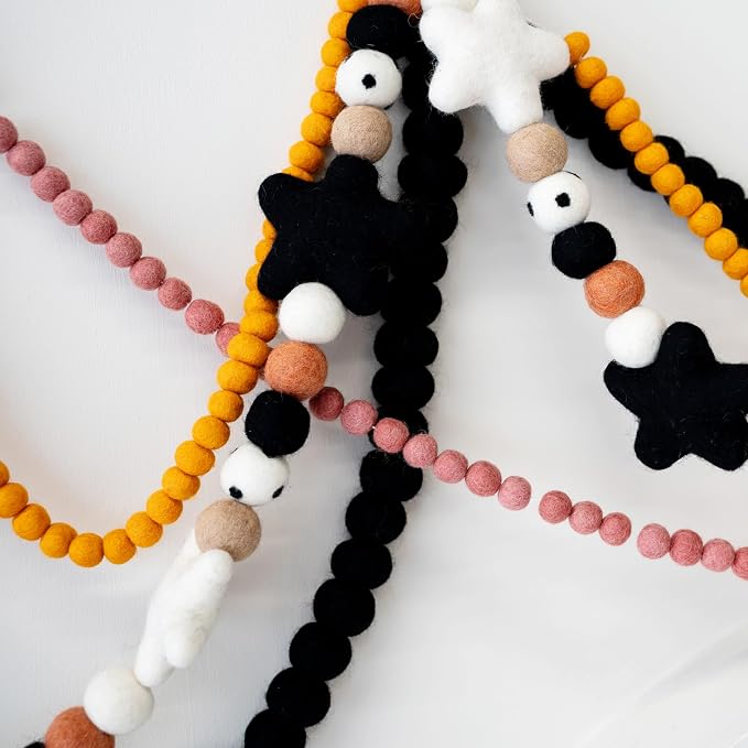 Black Large Felt Ball Garland