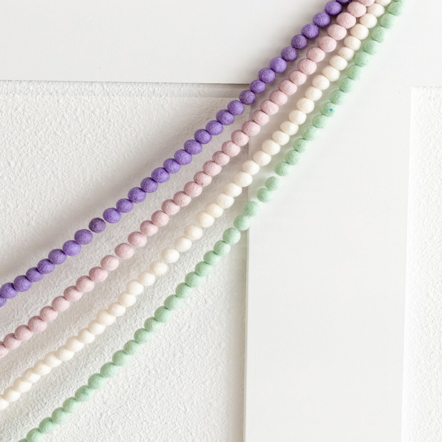 Mini Felt Ball Garland 115 100% Wool Ball Pom Pom Garland for Birthday Party Decor, Spring Banner, Bridal Shower