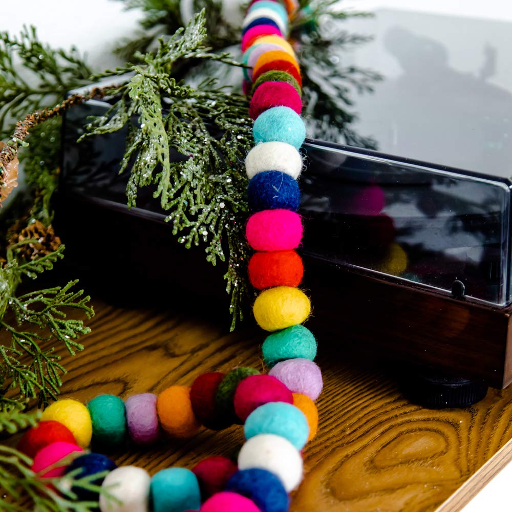 Rainbow Felt Ball Garland