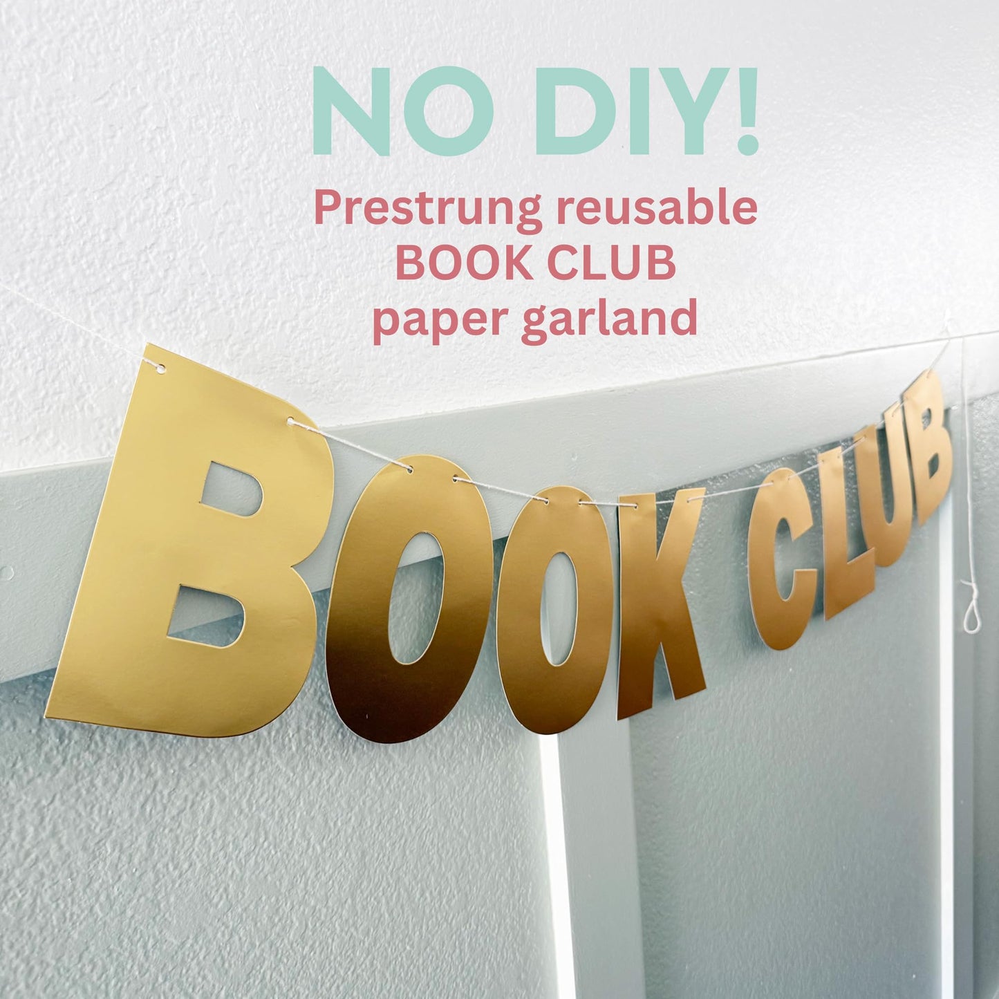 Book Club Decorations 5 Foot Paper Book Banner Garland - Gold I Love Reading Decor For In My Reading Era Birthday Party, Reading Baby Showers & Bridal Showers
