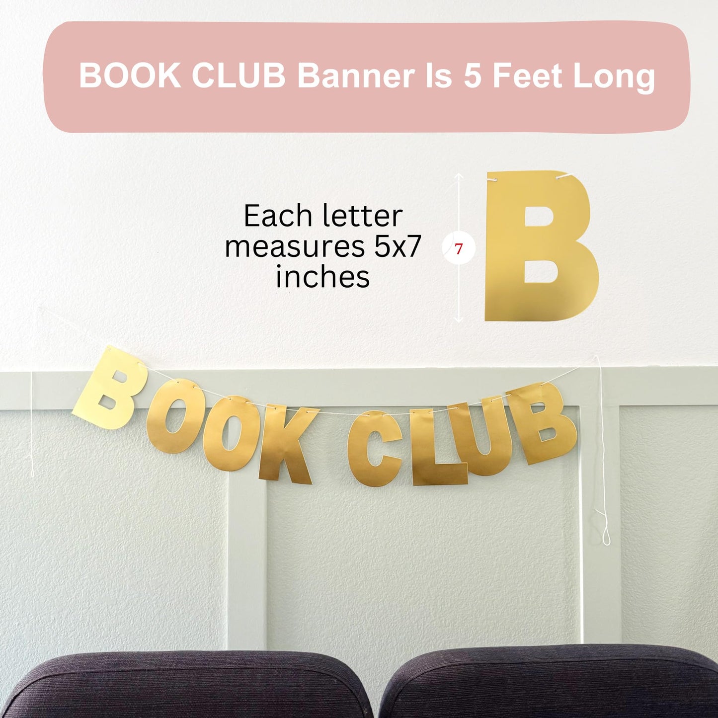 Book Club Decorations 5 Foot Paper Book Banner Garland - Gold I Love Reading Decor For In My Reading Era Birthday Party, Reading Baby Showers & Bridal Showers