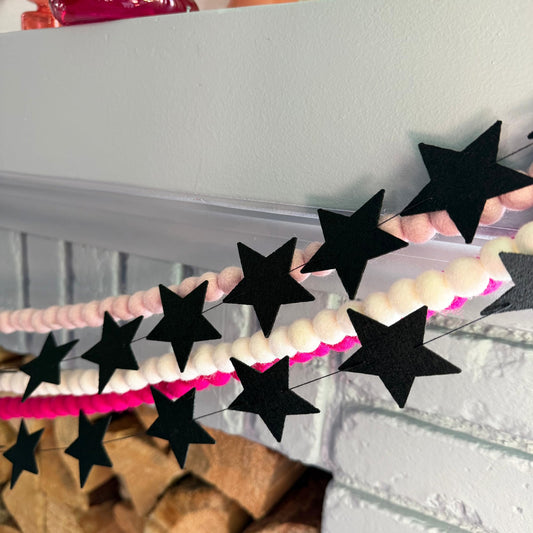 White Felt Star Garland – 2 Banners (12 Feet Total!) Prestrung Star Banner for Party, Nursery, or Christmas Garland Decor Bright Felt Party Decorations