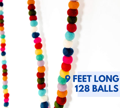 100% Wool Felt Garland for Easter, Birthday, Christmas Decor, Boho Rainbow Garland